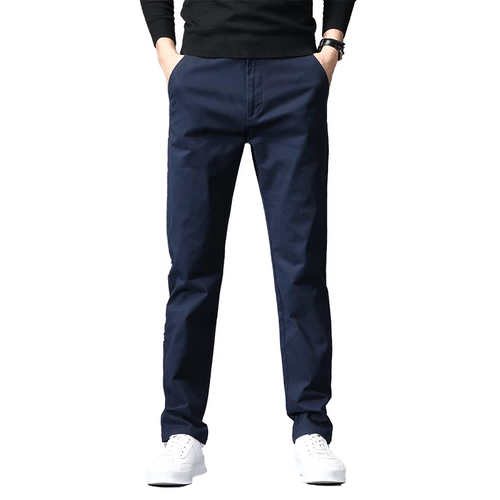 Мужские летние тонкие универсальные трендовые элитные эластичные штаны, облегающий крой, свободный прямой крой