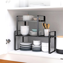 Kitchen countertop layered shelf desktop storage rack storage rack storage cabinet inner partition single-layer pot rack