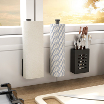 Kitchen tissue rack roll paper hanger wall-mounted non-perforated oil absorption paper mesh red cling film storage rack