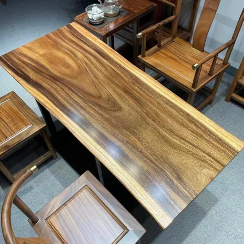 South American walnut large board tea table and chair combination log whole piece new Chinese solid wood tea table desk boss desk