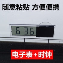 Car Thermometer Car Electronic Clock Suction Cup Transparent LCD Display Car Digital Electronic Clock