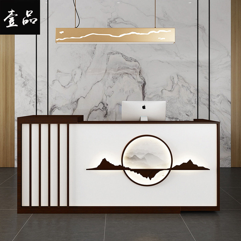 New Chinese cash register counter Teahouse Reflexology health club Beauty salon Retro bar company reception desk customization