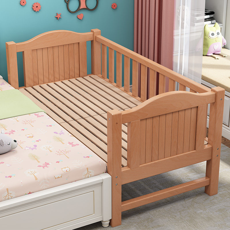 Solid wood children's stitching sheets men bed side widened cot side enlarged bed splicing queen bed princess bed with guardrail baby crib