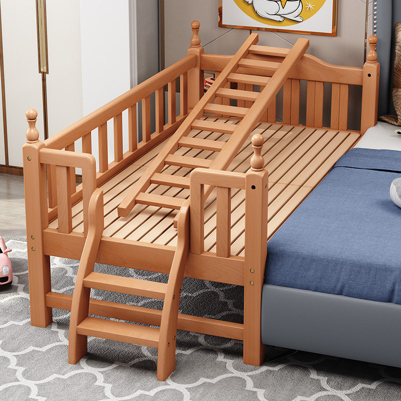 Solid Wood Children Splicing Bed With Guardrails Widened Bedside Bed baby Single beds Baby bed for boys and girls Children's beds
