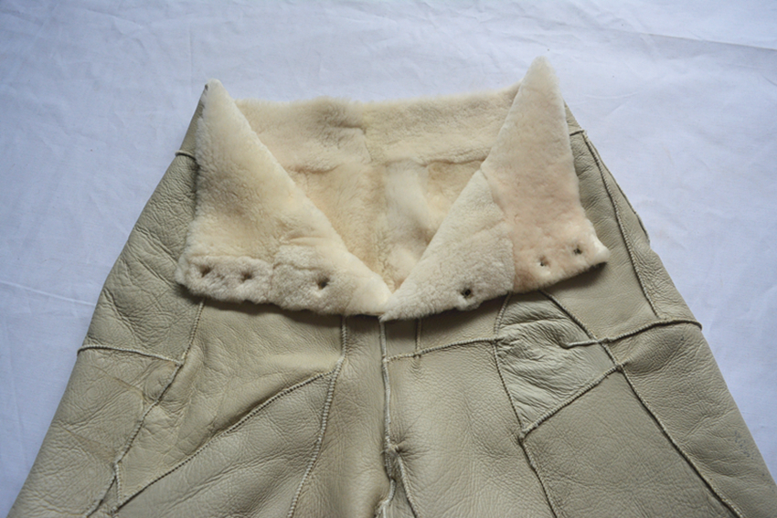 Mùa đông cừu xén lông một chiếc quần da quần cotton lông cừu lót cao eo quần da cừu quần legging nam
