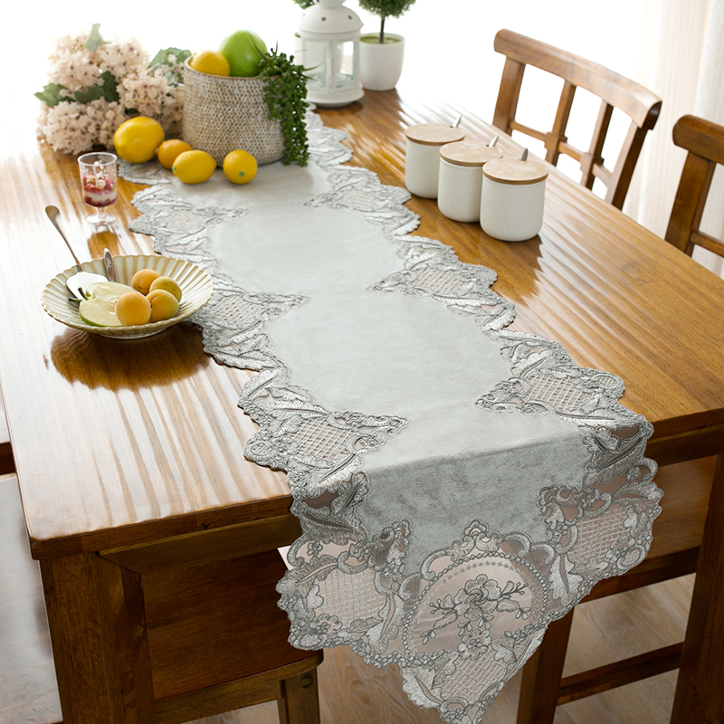 Nordic modern simple table flag TV cabinet cover cloth Lace velvet dining table Long table Coffee table cover cloth velvet American table flag