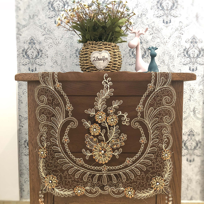 European-style cover towel bedside table air conditioner lace handmade beaded cover towel TV refrigerator tea set sofa universal cover cloth