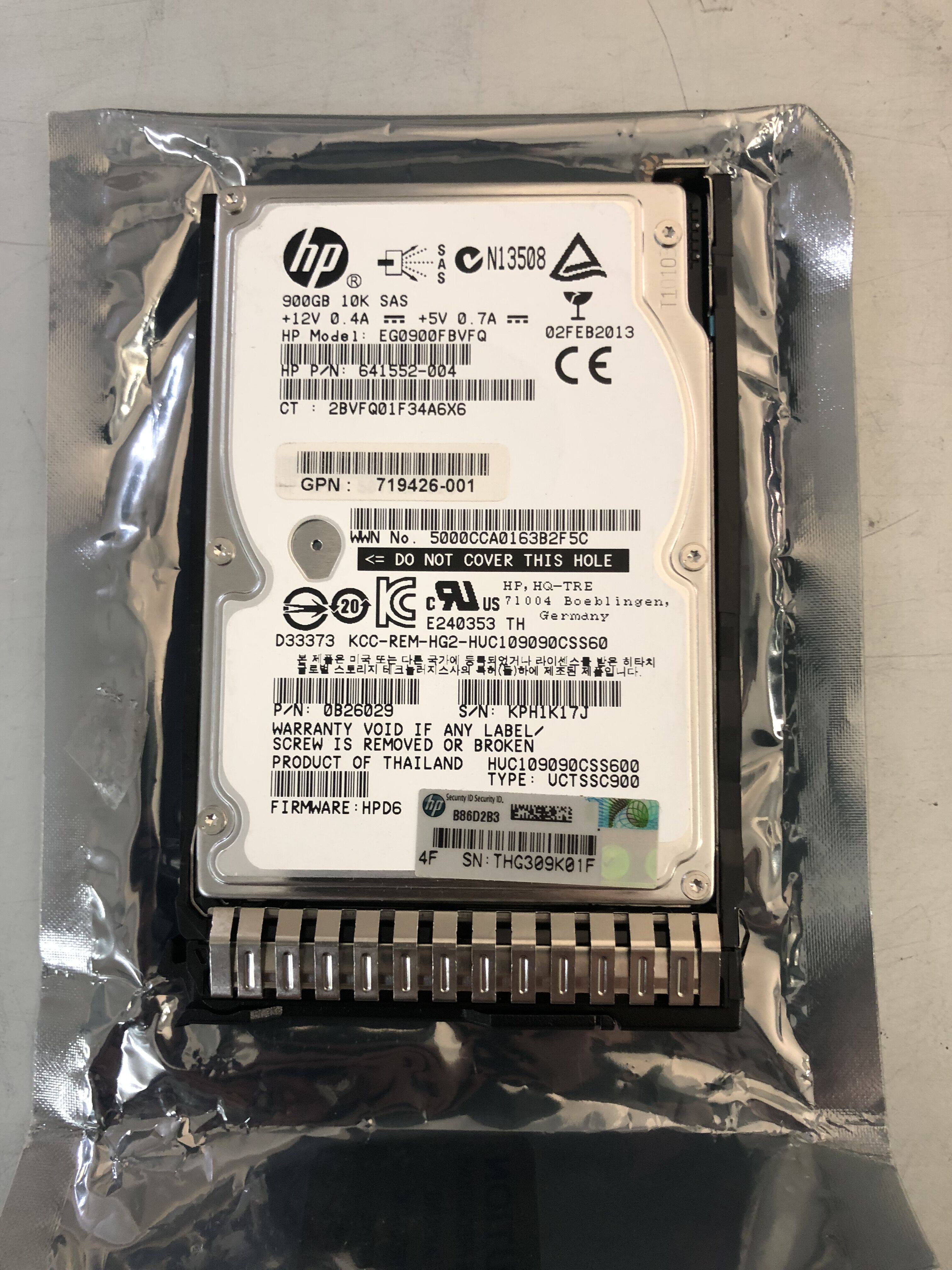 HP 653971 641552-004 900G 10K SAS 25 "719426-001 Server Hard Drive