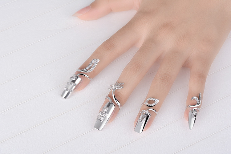 Trang sức nữ thời trang cá tính kim cương nhẫn móng tay nữ Hàn Quốc đinh rhinestone áo giáp khớp nhẫn phụ kiện thủy triều nhẫn cưới cartier