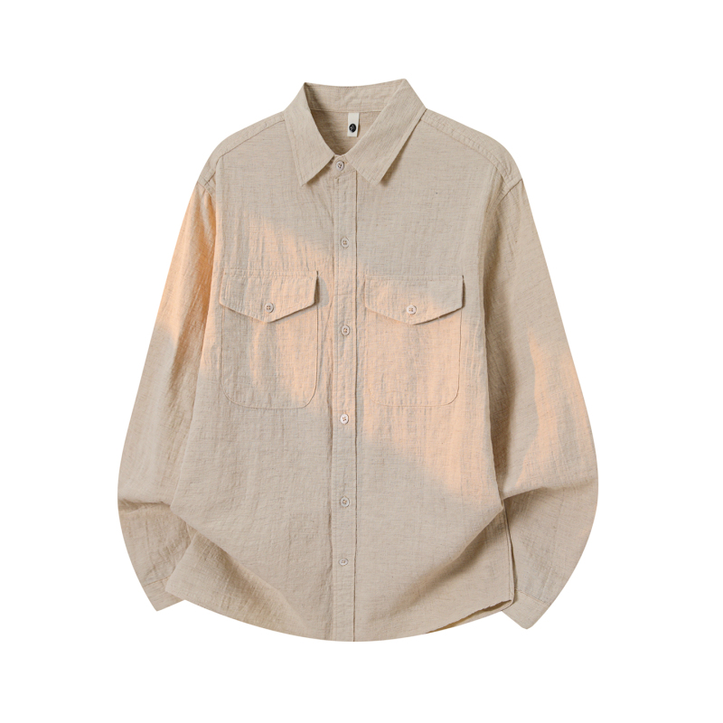 British-Style Retro Shirt for Men, High-End, Cool and Stylish, Cotton and Linen, Loose and Breathable, Designer Long-Sleeve Shirt, Thin Jacket
