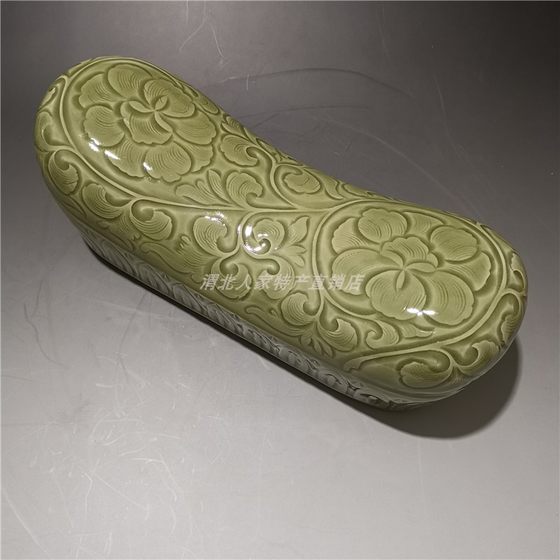 Yaozhou kiln cool pillow ceramic pillow Shaanxi specialty Yaozhou porcelain cervical pillow neck pillow yuan treasure pillow