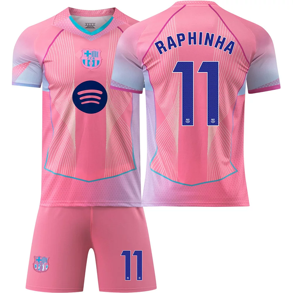 2526 Barcelona Pink Special Edition Football Jersey No. 10 Yamal 9 Lewandowski 8 Pedri 10 Messi Children's Jersey