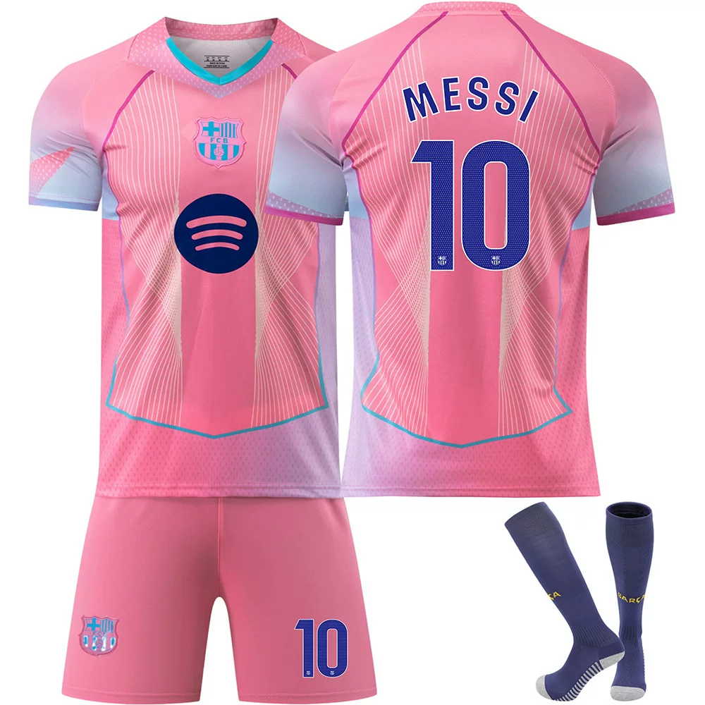 2526 Barcelona Pink Special Edition Football Jersey No. 10 Yamal 9 Lewandowski 8 Pedri 10 Messi Children's Jersey