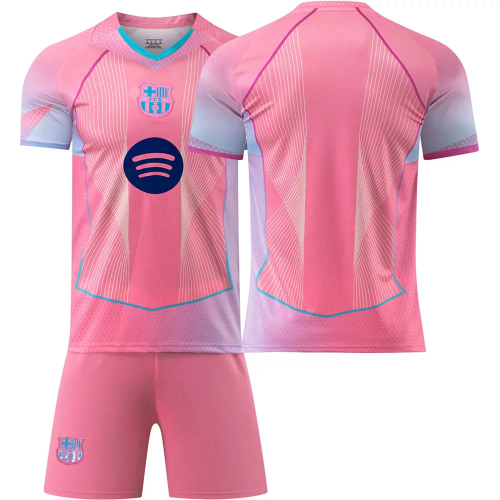2526 Barcelona Pink Special Edition Football Jersey No. 10 Yamal 9 Lewandowski 8 Pedri 10 Messi Children's Jersey