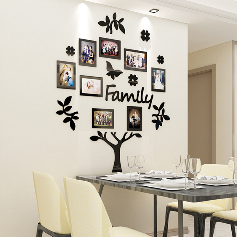 Family Tree Photo Wall 3D Acrylic Stereo Wall Stickers Living Room Dining Table Sofa Background Wall Decoration Stickers Photo Frame Tree