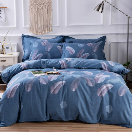 Brand home textile cotton four-piece thickened naked sleeping pure cotton brushed twill quilt cover spring and autumn winter 1.8m2 meters