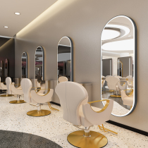  Net red tide model mirror table hair salon special barber shop single-sided wall-mounted mirror wall-mounted LED touch hair salon