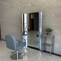  Special vertical barber shop for hair salons Hot dyeing mirror trendy floor-to-ceiling mirror with lamp hair salon net red barber mirror