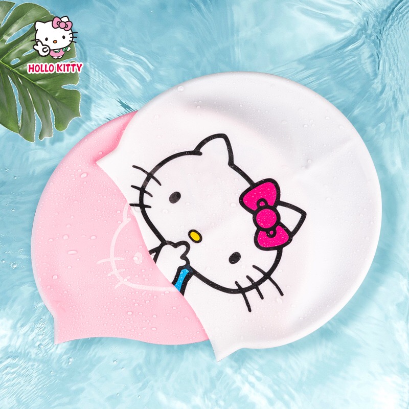 Kids silicone cap girl waterproof swimming cap girl cute cartoon ear protector comfortable no head swimming cap long hair