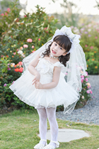 Original light flower wedding princess dress for girls in summer sweet lace white daily toddler girl sweet for all seasons