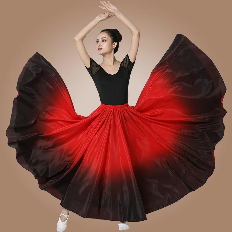 720-Degree Large Swing Dance Skirt, Gradient Color Half Skirt, Xinjiang Skirt, Dance Performance Costume, Uyghur Practice Skirt for Women