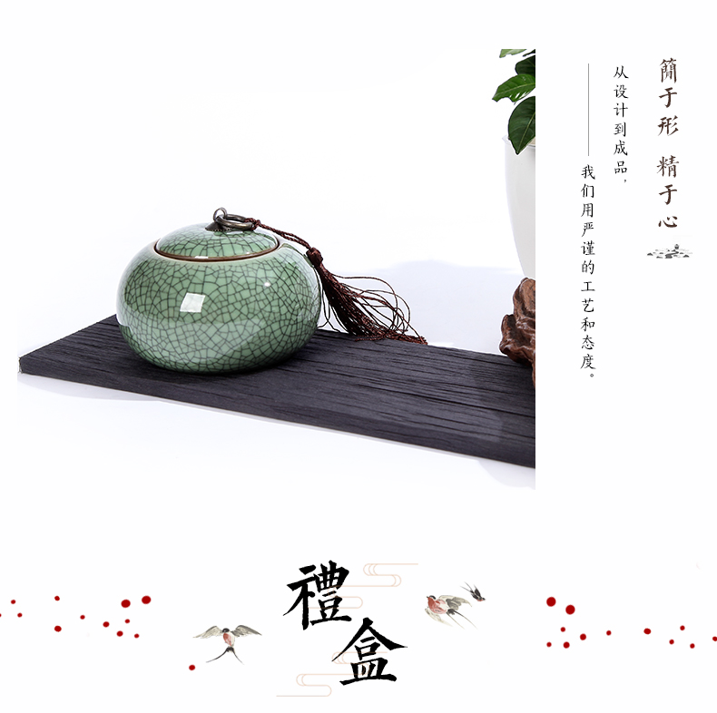 Long tuyền men ngọc lon trà handmade gốm lớn bán buôn Jinglong tea set hộp trà trà xanh Pu'er kín lon