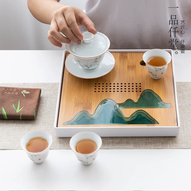 Tea tray Kung Fu Tea Set Bamboo Pallet Set Household Disk Tea Ceremony Simple Dry Brewing Tea Table Office Water Storage Type