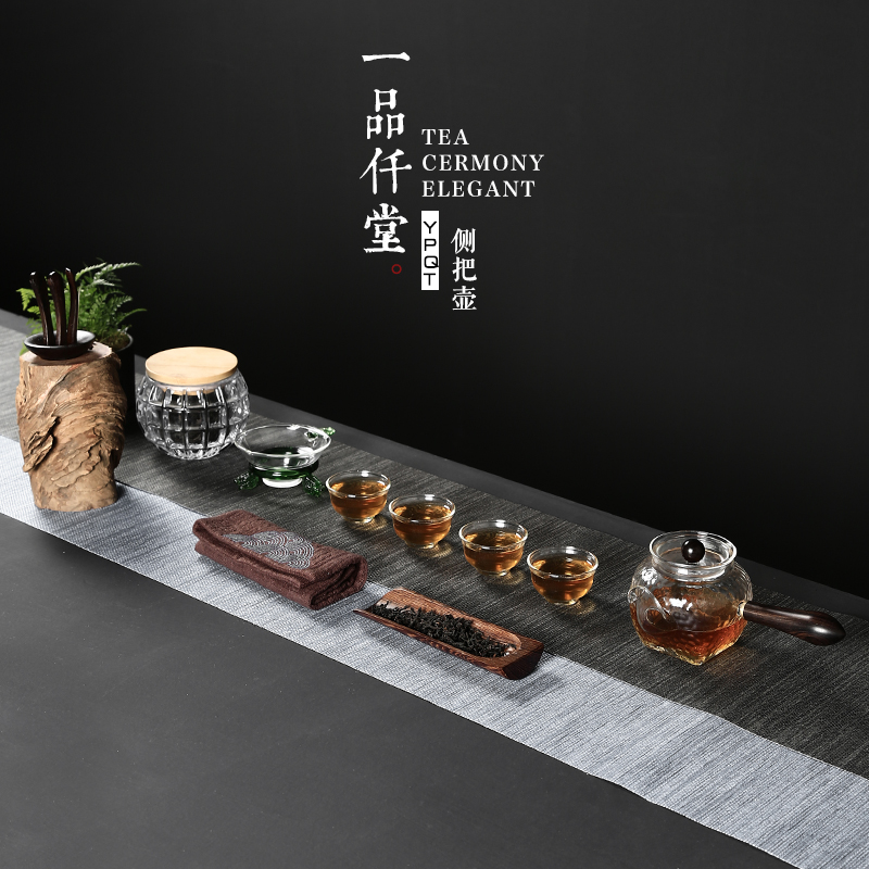 Yipin thousand hall glass hammer heat - resisting teapot side spend pot of household filter teapot with thick transparent teapot