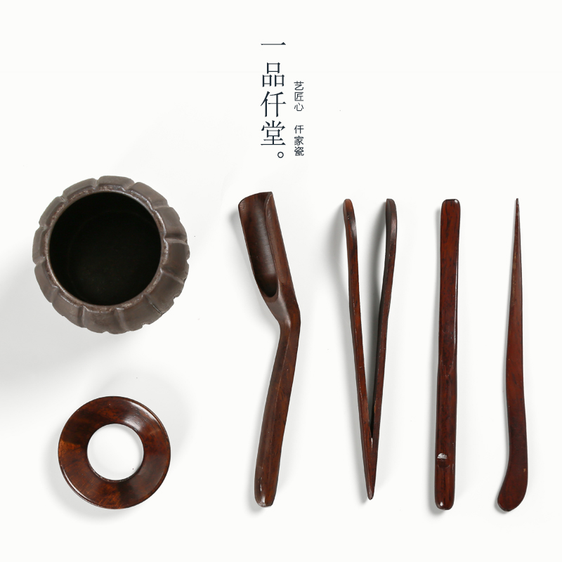 Yipin # $rust glaze ebony wood tea set tea accessories 6 gentleman kung fu tea tao tea tin
