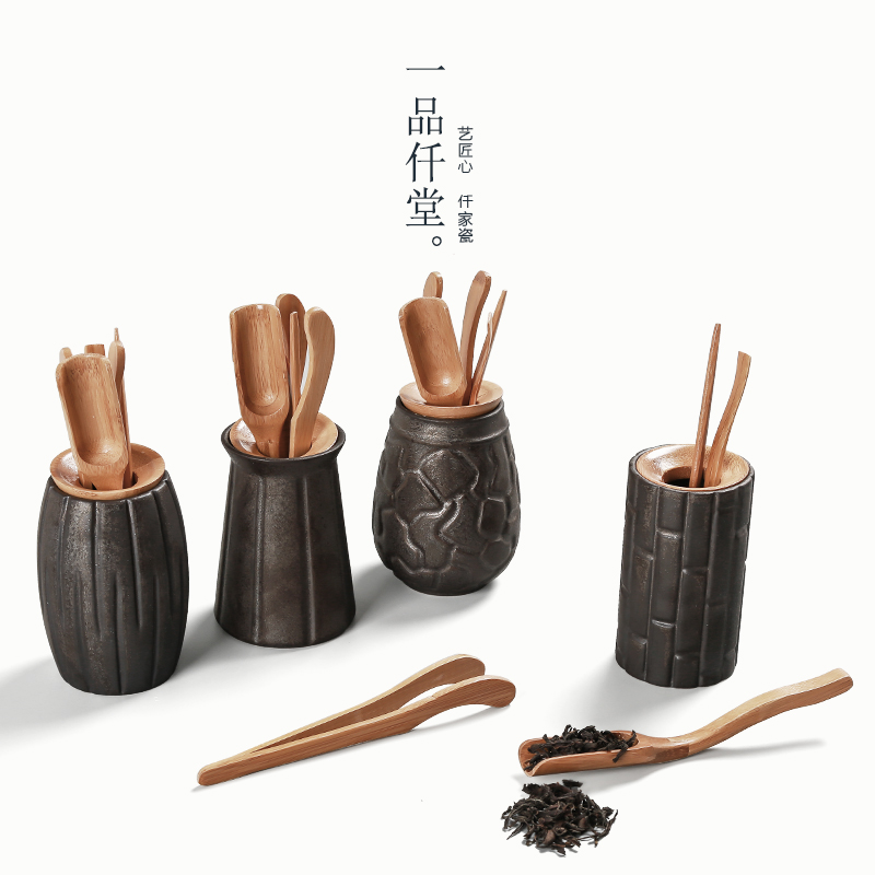 Yipin # $rust glaze ebony wood tea set tea accessories 6 gentleman kung fu tea tao tea tin