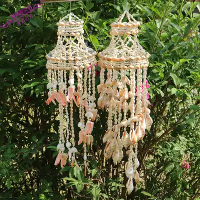 Natural conch shell wind chimes creative ornaments Mediterranean home furnishings bedroom balcony hanging decoration creative handmade