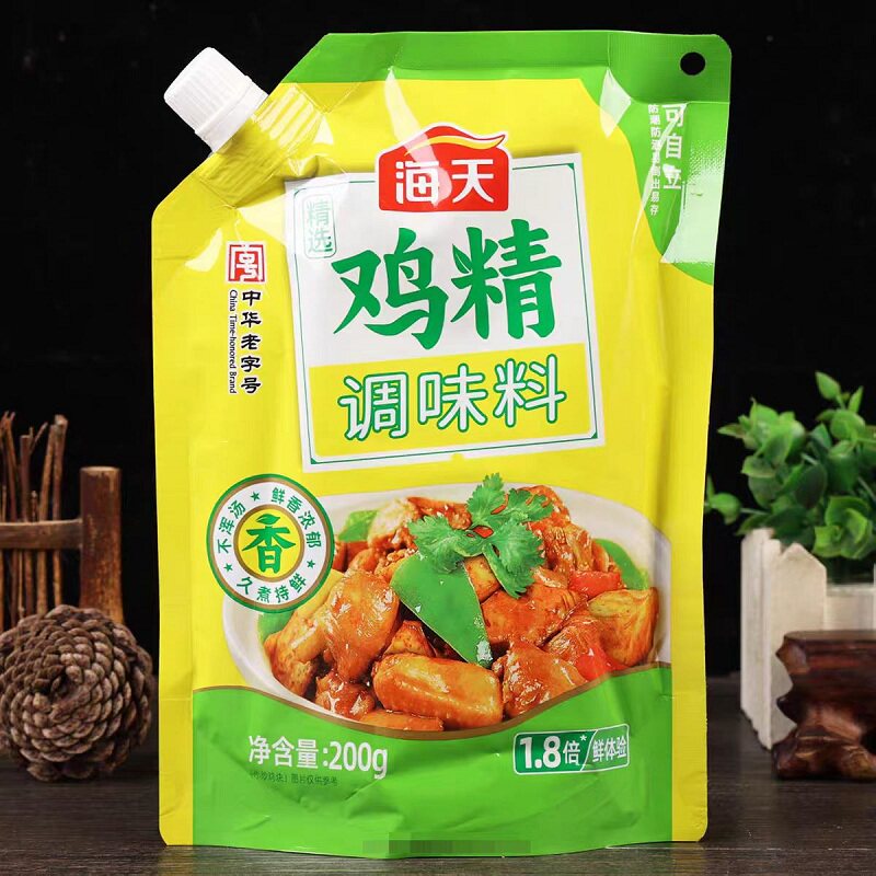 海天鸡精调味料200g煲汤炒菜拌馅提鲜代替味精家用小包带嘴装鸡粉