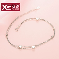 Chơi Thung lũng đơn giản Sterling Silver Anklet Nữ đôi dễ thương Đôi chân tình yêu Bạn gái cá tính Gửi bạn gái Quà tặng sinh nhật lắc chân vàng pnj