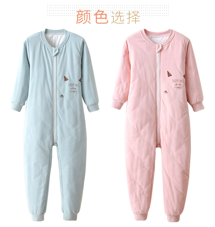 Áo tắm hình con hổ lớn bé trai Xiêm cotton đồ ngủ bé trai và bé gái Bộ đồ ngủ cơ thể trẻ em mùa thu và mùa đông 2-10 tuổi bé dày ấm áp