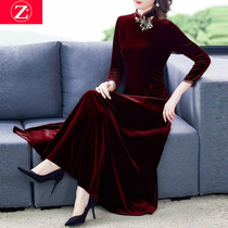 High-end brand cheongsam improved golden velvet dress female noble foreign style 2021 new spring autumn and winter temperament upscale