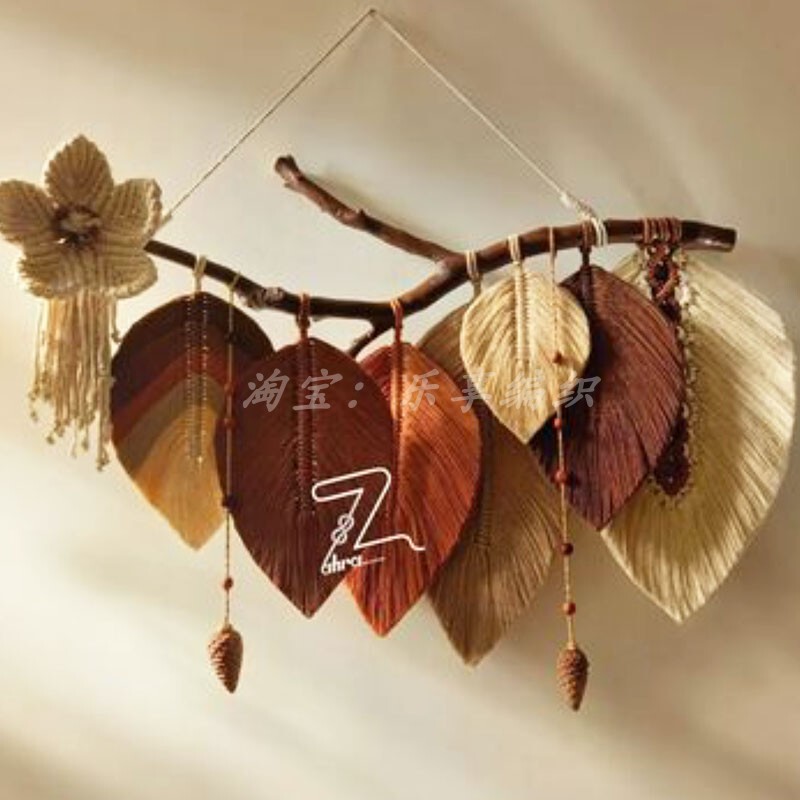 Autumn Leaf Tapestry Leaf Tassel Hanging Decoration Children's Room Background Decoration Nordic Bohemian Style Wall Hanging New Style