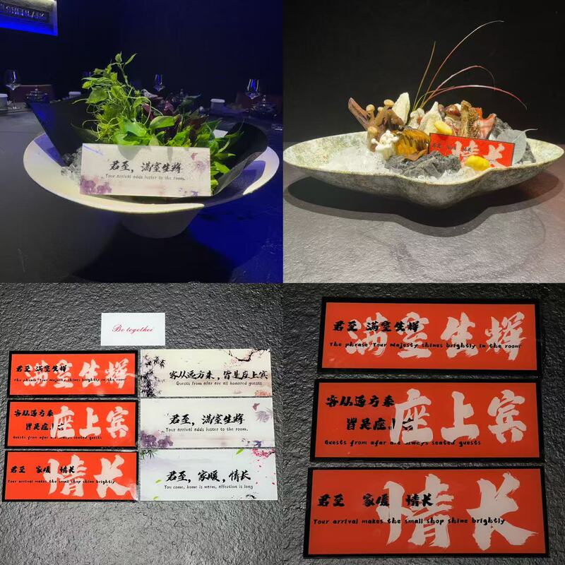 New Sashimi Display Sign Decorative Acrylic Sign Hermes Orange Seafood Sashimi Display Decoration