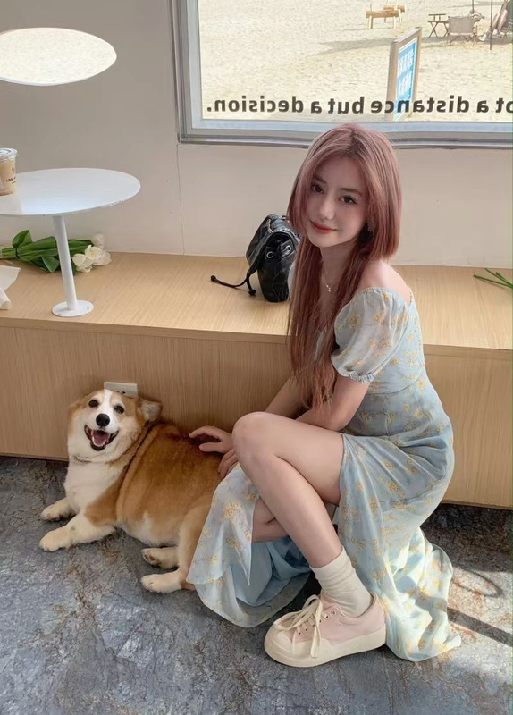 French-Style First Love Puff-Sleeve Floral Slit Dress for Women, New Summer Sweet Beach Vacation Tea Break Long Dress French-Style First Love Puff-Sleeve Floral Slit Dress for Women, New Summer Sweet Beach Vacation Tea Break Long Dress