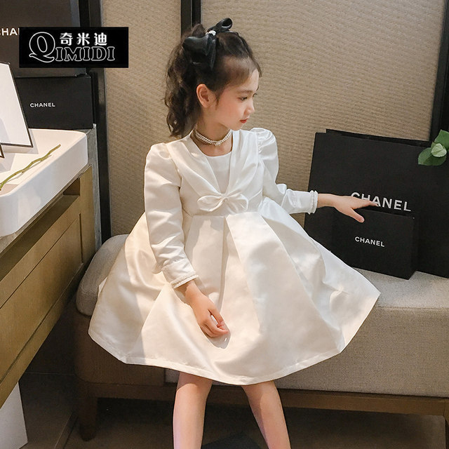 Chimidi girls princess skirt white 2021 autumn new style children's birthday dress skirt catwalk show skirt