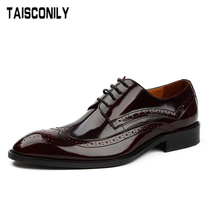 TAISCONILY Mens shoes Inn sculptures Genuine Leather Business Positive Dress Men Leather Shoes Breathable Single Shoes Pointed Shoes