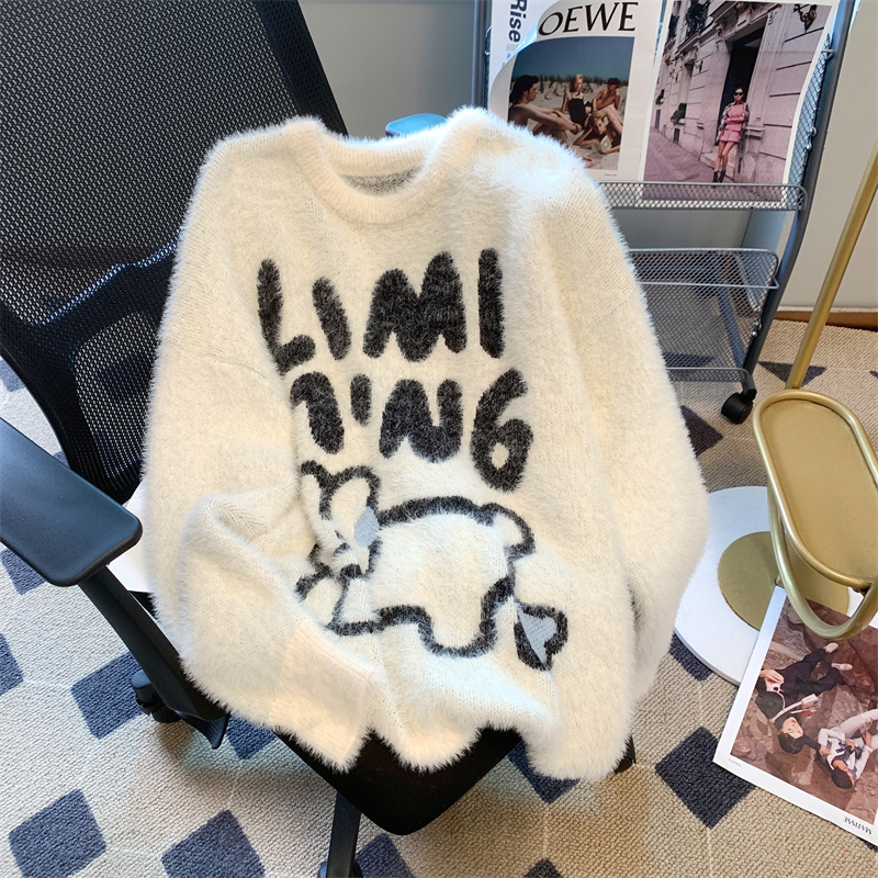 Rabbit Fur Sweater for Women, Autumn and Winter 2026 New Style, Mink Velvet, Thickened, Loose, Lazy Style, Outerwear, Student, High-End Feel Top Rabbit Fur Sweater for Women, Autumn and Winter 2026 New Style, Mink Velvet, Thickened, Loose, Lazy Style, Outerwear, Student, High-End Feel Top