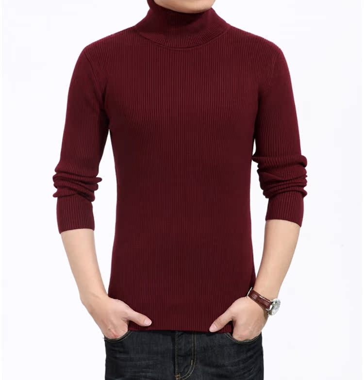 Áo len nam mùa đông Nam cực áo len dày màu đen đáy áo Hàn Quốc Slim size lớn áo len màu rắn áo nam