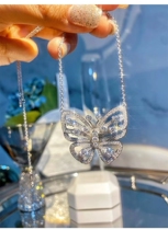 18k Platinum Extravaganza Full Drilling Butterfly Necklace Original Design Super Shiny High Carbon Drill Fashion Hollowed-out Neck Accessories Woman