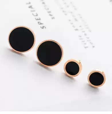 18K pure gold black agate screw earrings female Korean simple ear bone earrings female Korean simple ear bone earrings single couple