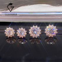  18K rose gold moissanite earrings temperament sun flower earrings AU750 color gold carat snowflake earrings super flash female