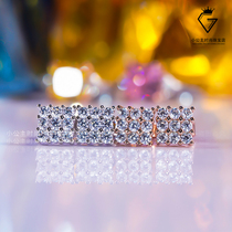 18K platinum rose gold moisanishi earrings platinum nine-grid full diamond earrings female earrings niche earrings niche ear drum nails