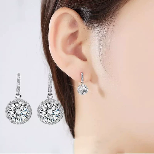 Платиновая импортная инкрустация камня, длинные серьги, 24 карат, платина 950 пробы