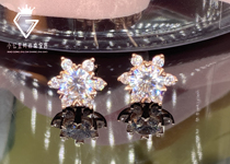  18K rose gold color gold six-petal cherry blossom temperament earrings broken diamond earrings Mosan diamond earrings pierced earrings female