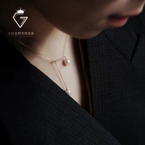  14k gold natural freshwater pearl Advanced simple design adjustable necklace Female wild note simple necklace