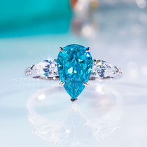 18k Platinum Natural Grandmother Blue Green Gem Extravaganza Luxury Diamond Ring Fashion small crowdsourced design Dinner With Hand Accessories